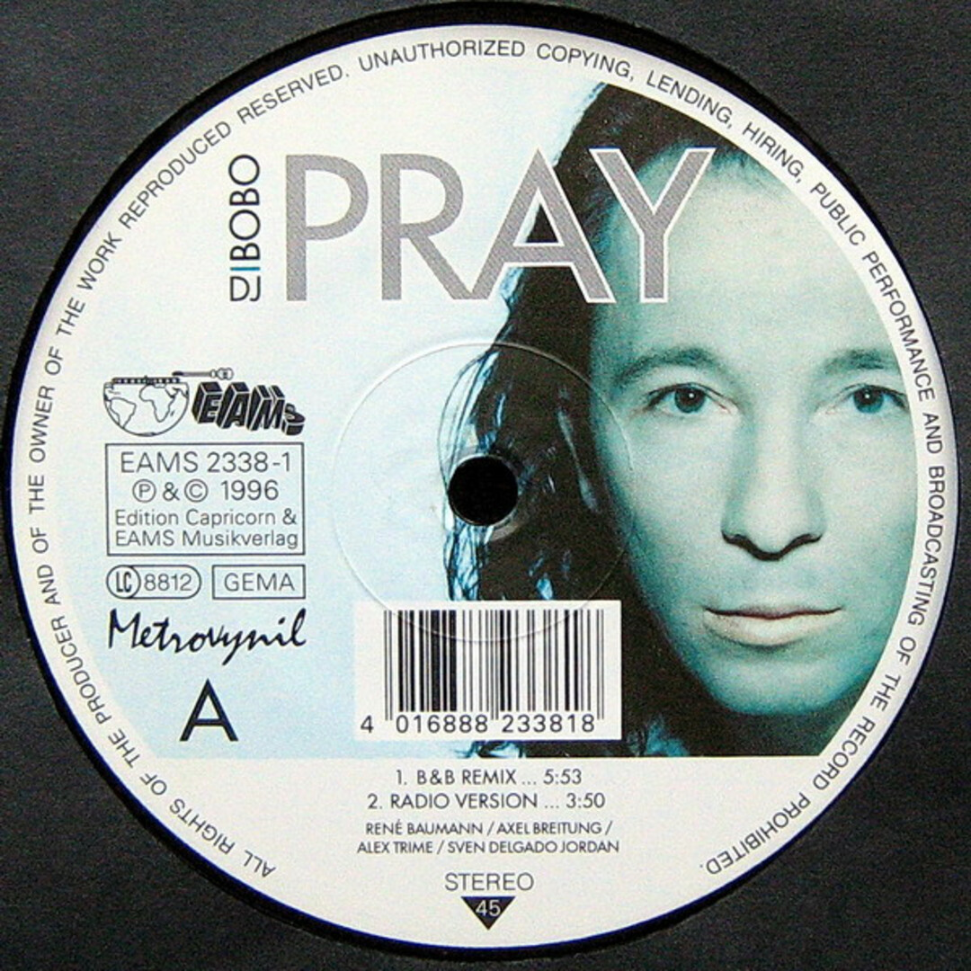 独12” DJ BoBo Pray EAMS23381 EAMS /00250 エンタメ/ホビーのエンタメ その他(その他)の商品写真