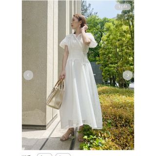 SNIDEL - 新品タグ付 Sustainableタックスタンドワンピース 白 SNIDEL - 新品タグ付 Sustainableタックスタンドワンピース 白