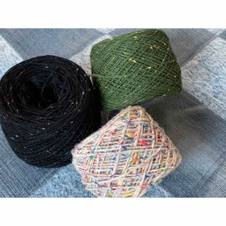 ★ 素材糸 ★毛糸 　ネップ 3種　色々 約85ｇ /No34(生地/糸)