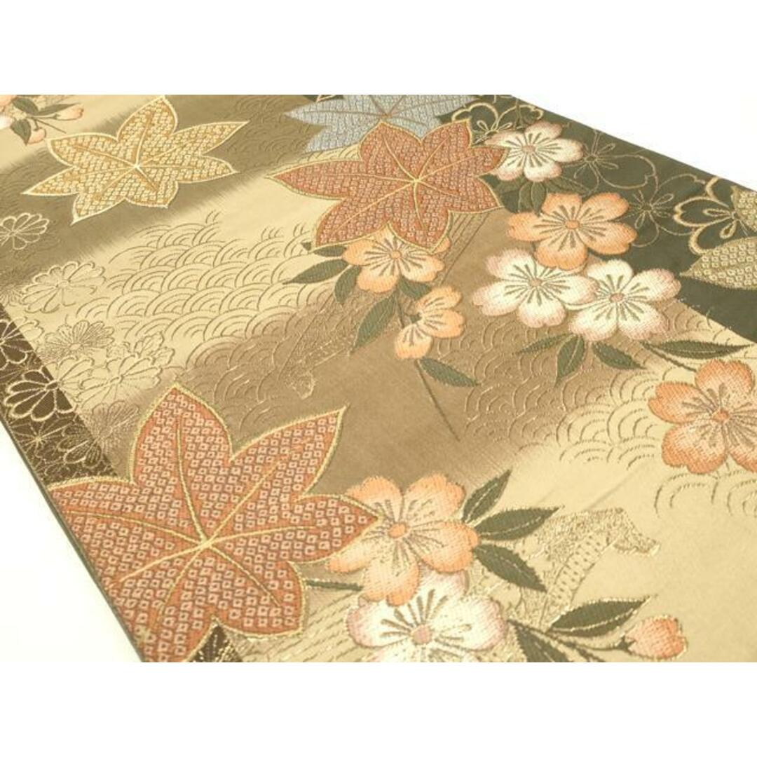 平和屋本店○六通柄袋帯 花楽器文 枝垂れ桜 楓 琴 金糸 正絹 平和屋本店○六通柄袋帯 花楽器文 枝垂れ桜 楓 琴 金糸 正絹