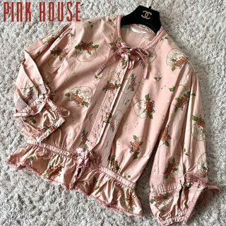 PINK HOUSE - ピンクハウス☆かぶせ段々フリルのレースブラウス PINK HOUSE - ピンクハウス☆かぶせ段々フリルのレースブラウス
