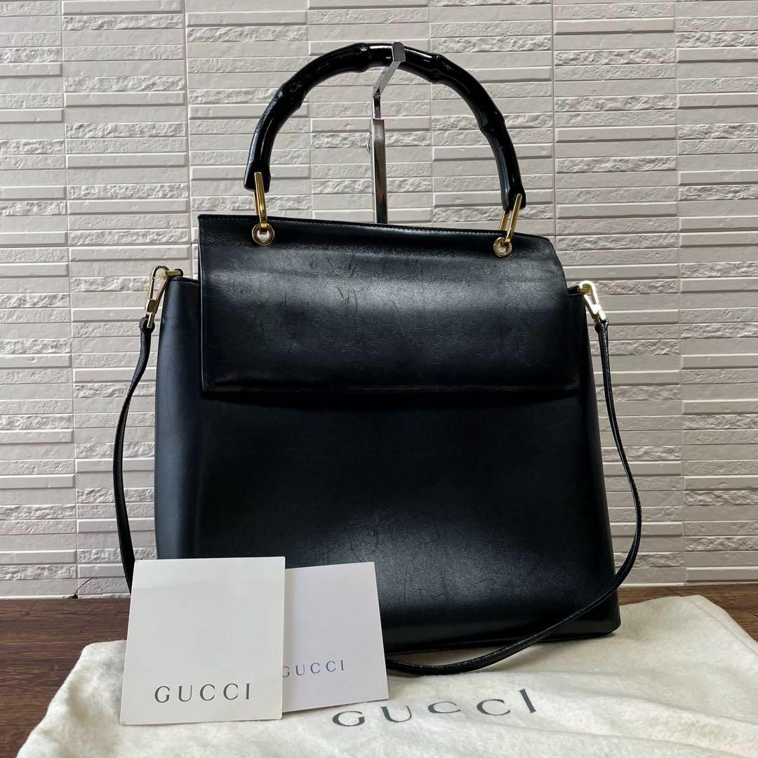 GUCCI - グッチ バンブー レザー ショルダー ハンド バッグ GUCCI - グッチ バンブー レザー ショルダー ハンド バッグ