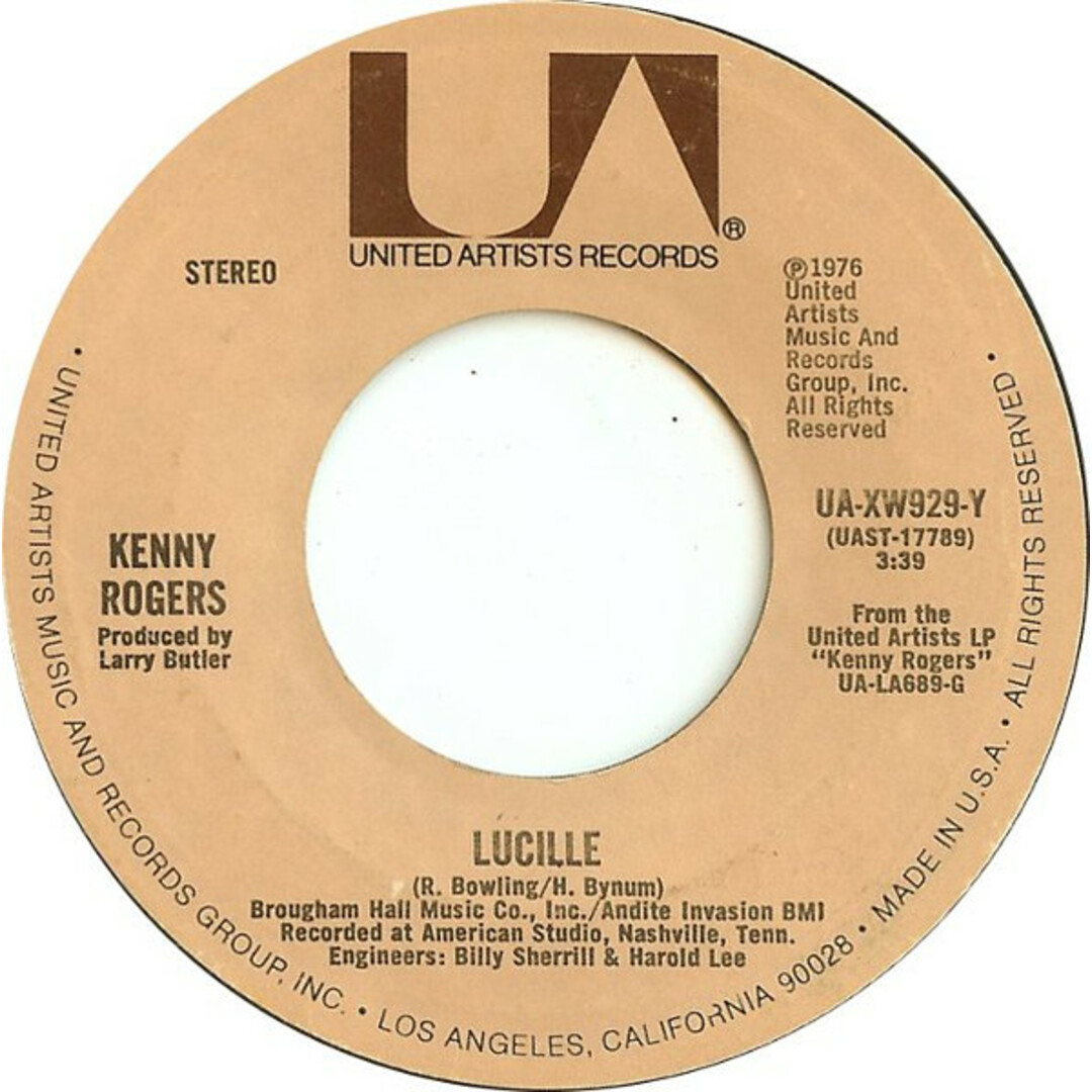 米7” Kenny Rogers Lucille / Till I Get It Right UAXW929Y United Artists Recor /00080 エンタメ/ホビーのエンタメ その他(その他)の商品写真