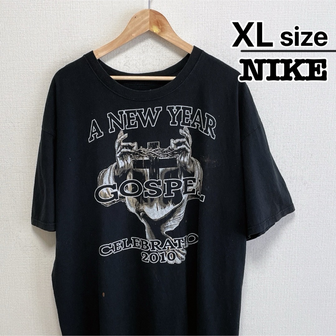 NIKE - NIKE Tシャツ XL ブラック 黒 プリント ゴスペル 2010 NIKE - NIKE Tシャツ XL ブラック 黒 プリント ゴスペル 2010