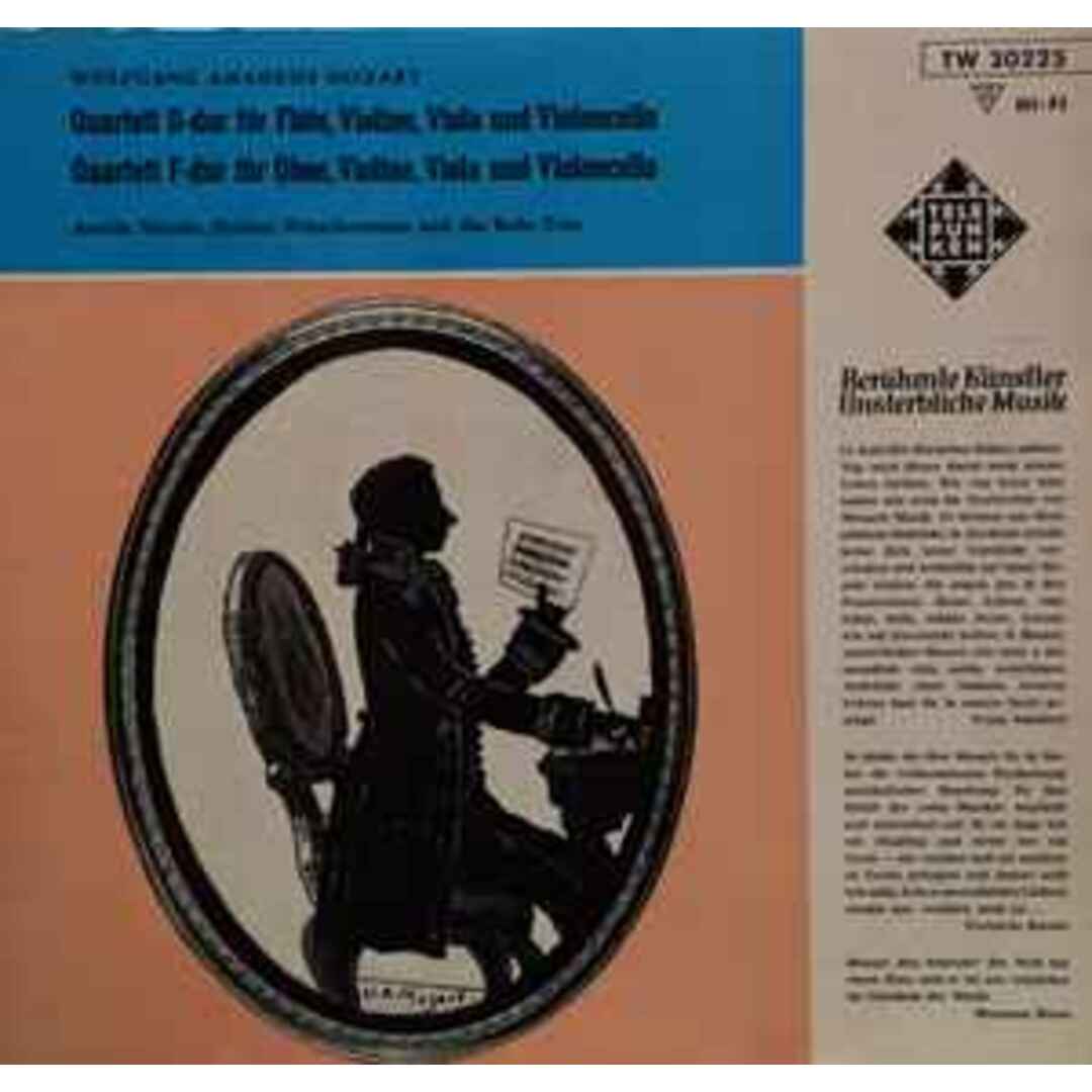 独10” Wolfgang Amadeus Mozart - Aure Flotenquartett KV 285, Oboenquartett KV 370 TW30225 Telefunken /00200 エンタメ/ホビーのエンタメ その他(その他)の商品写真