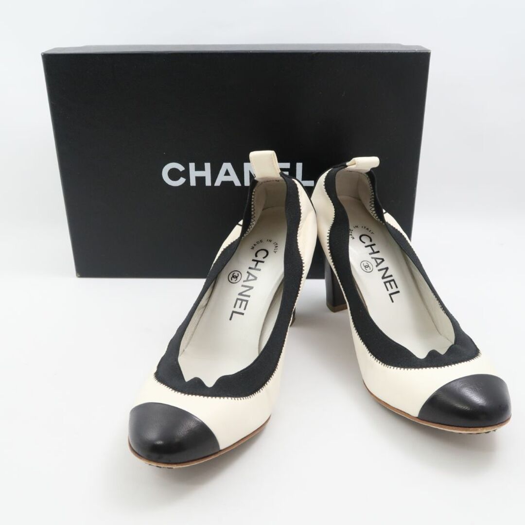 CHANEL - CHANEL シャネル パンプス 35 1/2C 22.5 白×ブラック CHANEL - CHANEL シャネル パンプス 35 1/2C 22.5 白×ブラック