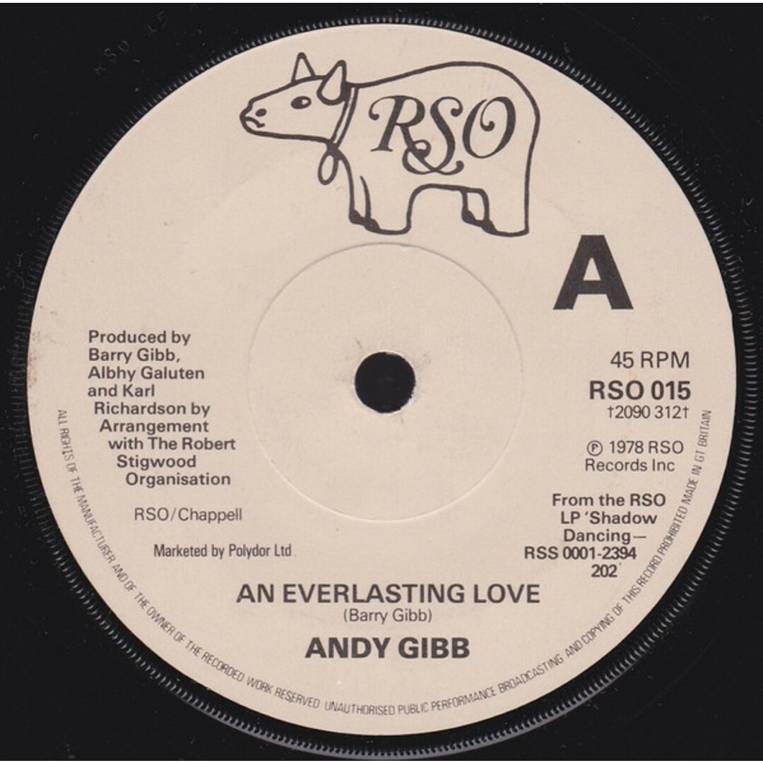 英7” Andy Gibb An Everlasting Love RSO015 RSO /00080 エンタメ/ホビーのエンタメ その他(その他)の商品写真