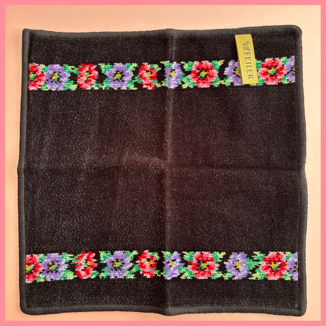 FEILER - 新品、未使用 FEILER 花柄 タオルハンカチ 黒の通販 by FEILER - 新品、未使用 FEILER 花柄 タオルハンカチ 黒の通販 by