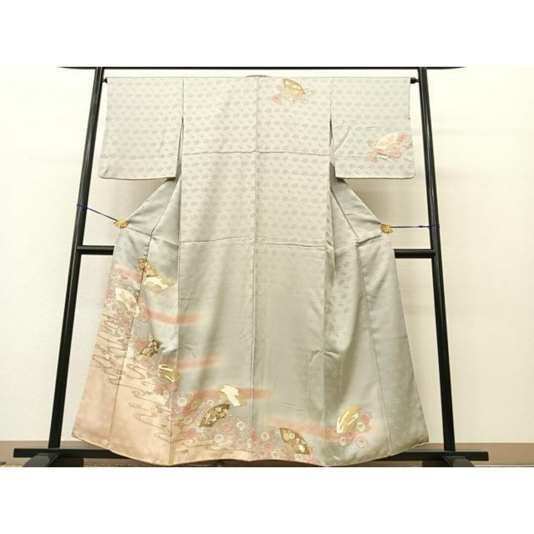 平和屋着物□訪問着 駒刺繍 流水扇面花文 暈し染め 金彩 正絹 平和屋着物□訪問着 駒刺繍 流水扇面花文 暈し染め 金彩 正絹