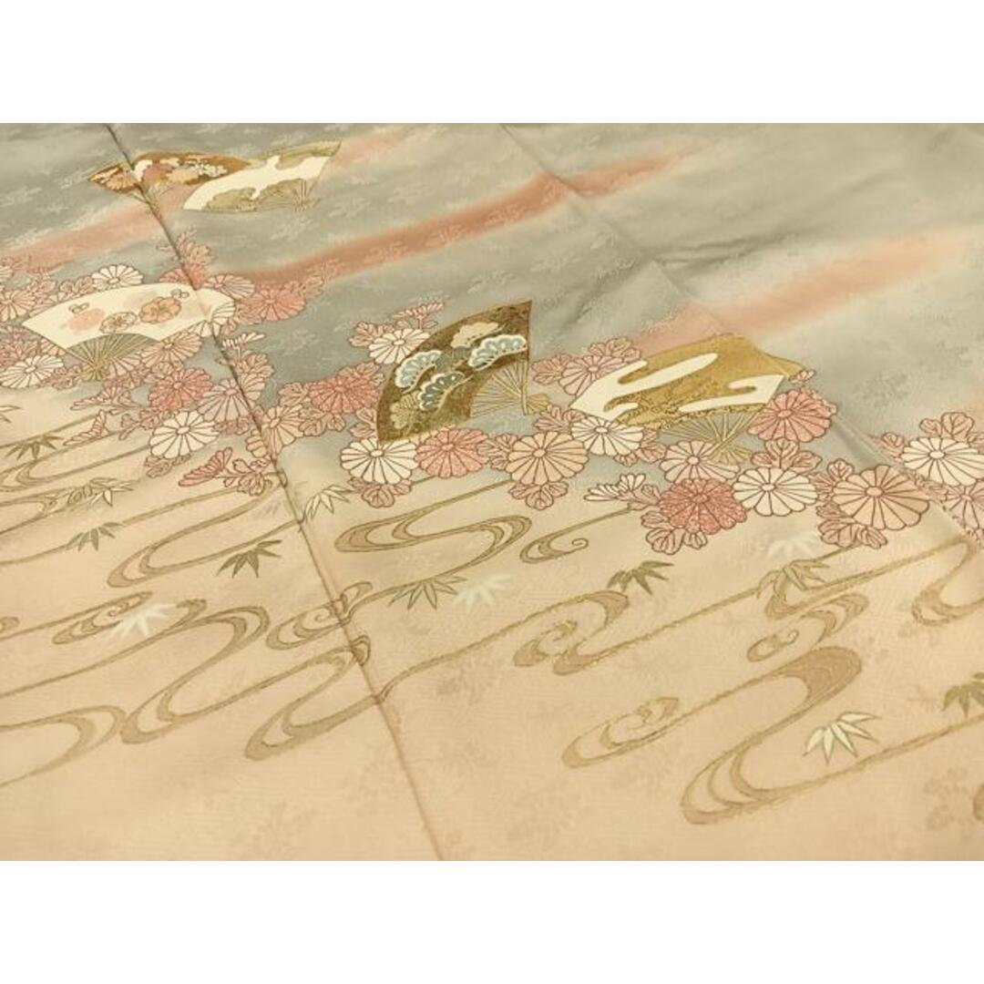 平和屋着物□訪問着 駒刺繍 流水扇面花文 暈し染め 金彩 正絹 平和屋着物□訪問着 駒刺繍 流水扇面花文 暈し染め 金彩 正絹