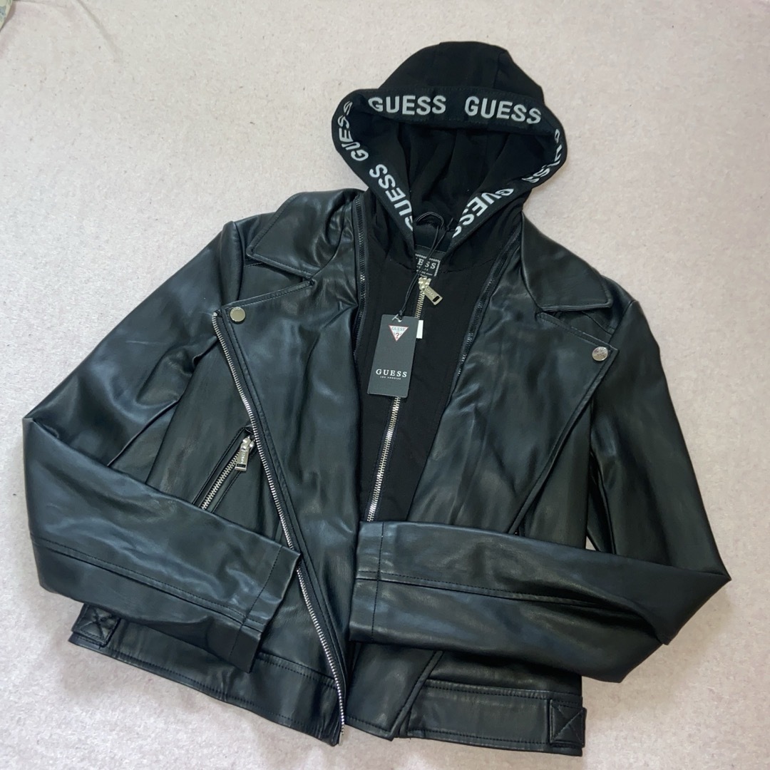 GUESS - GUESS☆フード付きレザージャケットの通販 by ゅめshop GUESS - GUESS☆フード付きレザージャケットの通販 by ゅめshop