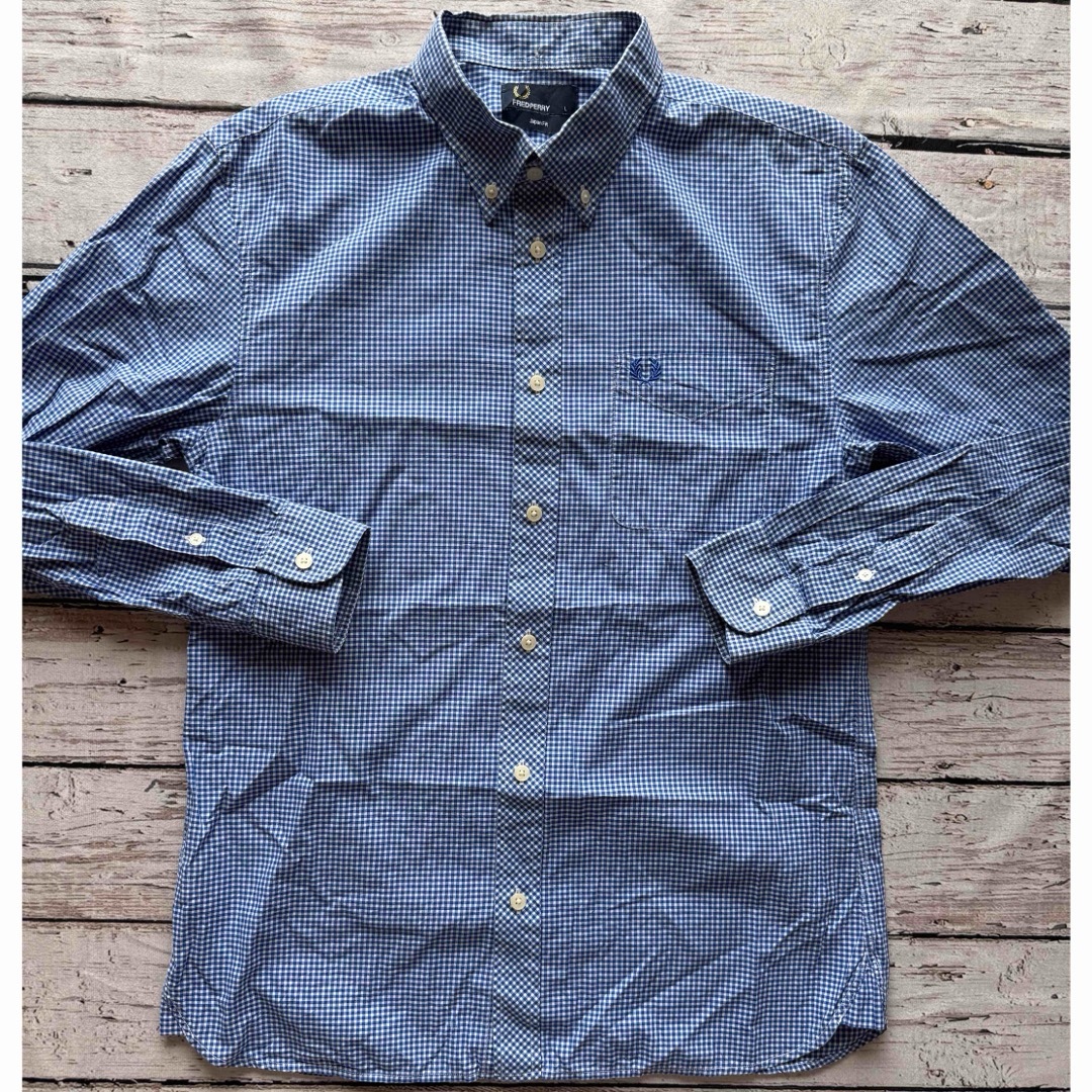 FRED PERRY - 00年〜 FRED PERRY 青チェック Lサイズ 長袖シャツ FRED PERRY - 00年〜 FRED PERRY 青チェック Lサイズ 長袖シャツ