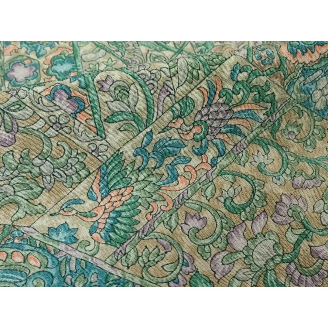 平和屋着物□上質な小紋 更紗花鳥文 鬼しぼ縮緬 正絹 逸品 平和屋着物□上質な小紋 更紗花鳥文 鬼しぼ縮緬 正絹 逸品