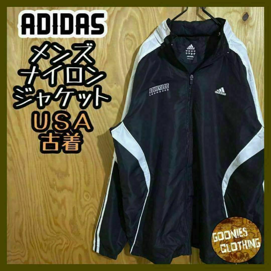 アディダス USA古着 90s ナイロンジャケット ジップ フード ロゴ アディダス USA古着 90s ナイロンジャケット ジップ フード ロゴ