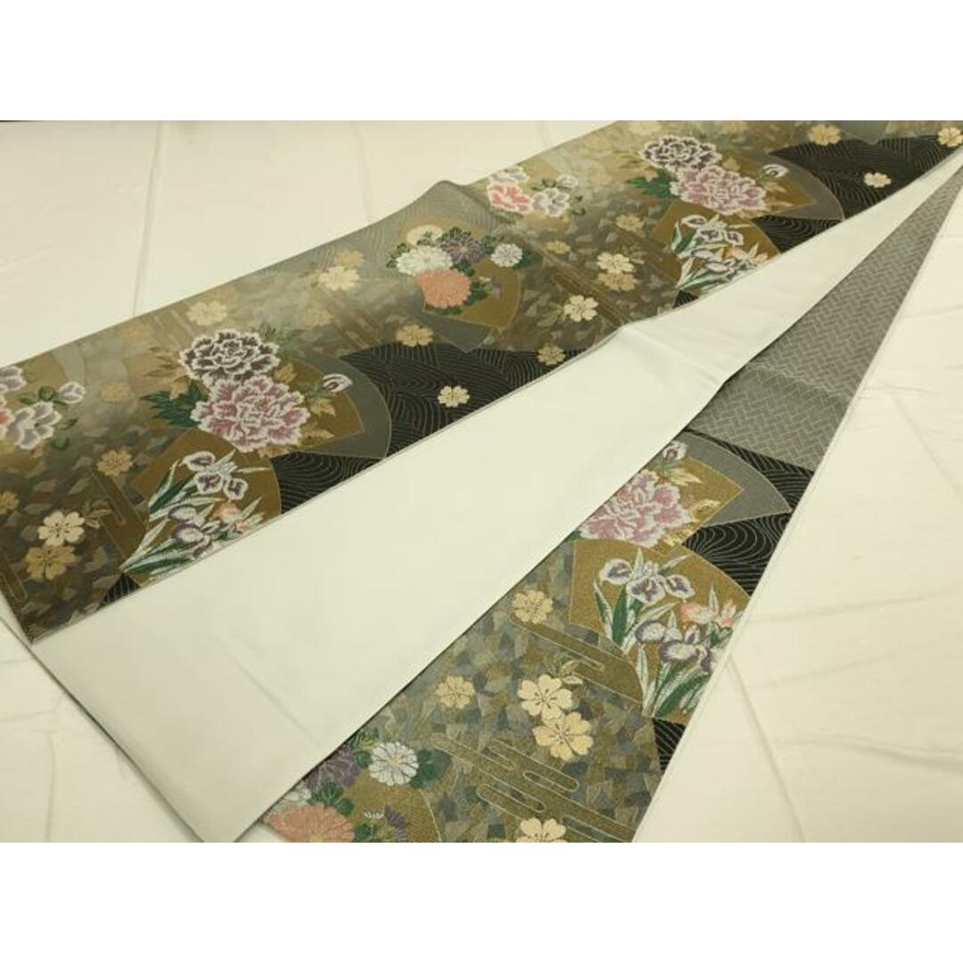 平和屋着物◎六通柄袋帯 地紙草花文 金銀糸 引箔 正絹 逸品 平和屋着物◎六通柄袋帯 地紙草花文 金銀糸 引箔 正絹 逸品