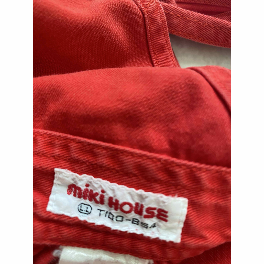 mikihouse - ミキハウス レトロ オーバーオール 旧タグ 100 赤の mikihouse - ミキハウス レトロ オーバーオール 旧タグ 100 赤の