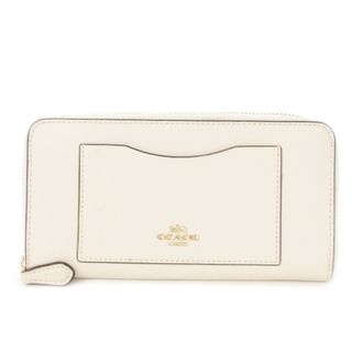 コーチ(COACH)のコーチ 財布 ロングウォレット ラウンドファスナー 小銭入れあり 革 ロゴ 白(財布)