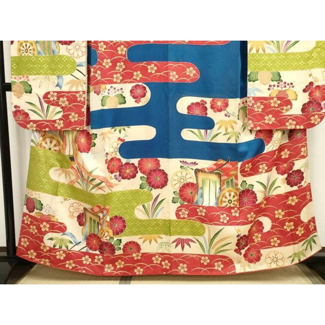 平和屋着物□豪華振袖 駒刺繍 御所車花文 金彩 正絹 逸品 平和屋着物□豪華振袖 駒刺繍 御所車花文 金彩 正絹 逸品