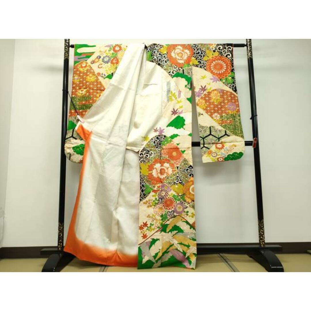 平和屋着物□豪華振袖 駒刺繍 吉祥草花文 金彩 正絹 逸品 平和屋着物□豪華振袖 駒刺繍 吉祥草花文 金彩 正絹 逸品