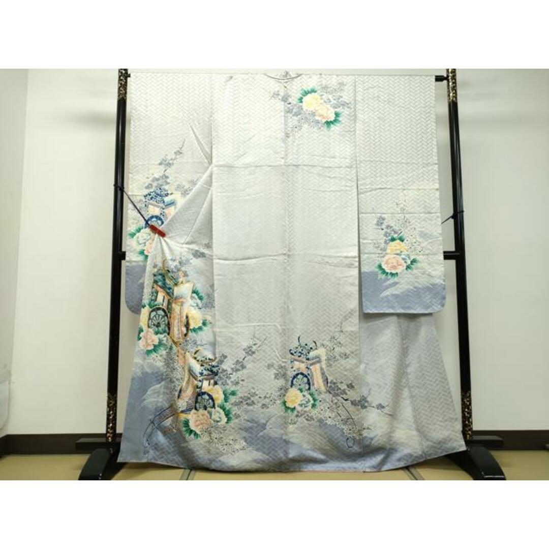平和屋着物□豪華振袖 駒刺繍 御所車草花文 暈し染め 金彩 正絹 平和屋着物□豪華振袖 駒刺繍 御所車草花文 暈し染め 金彩 正絹