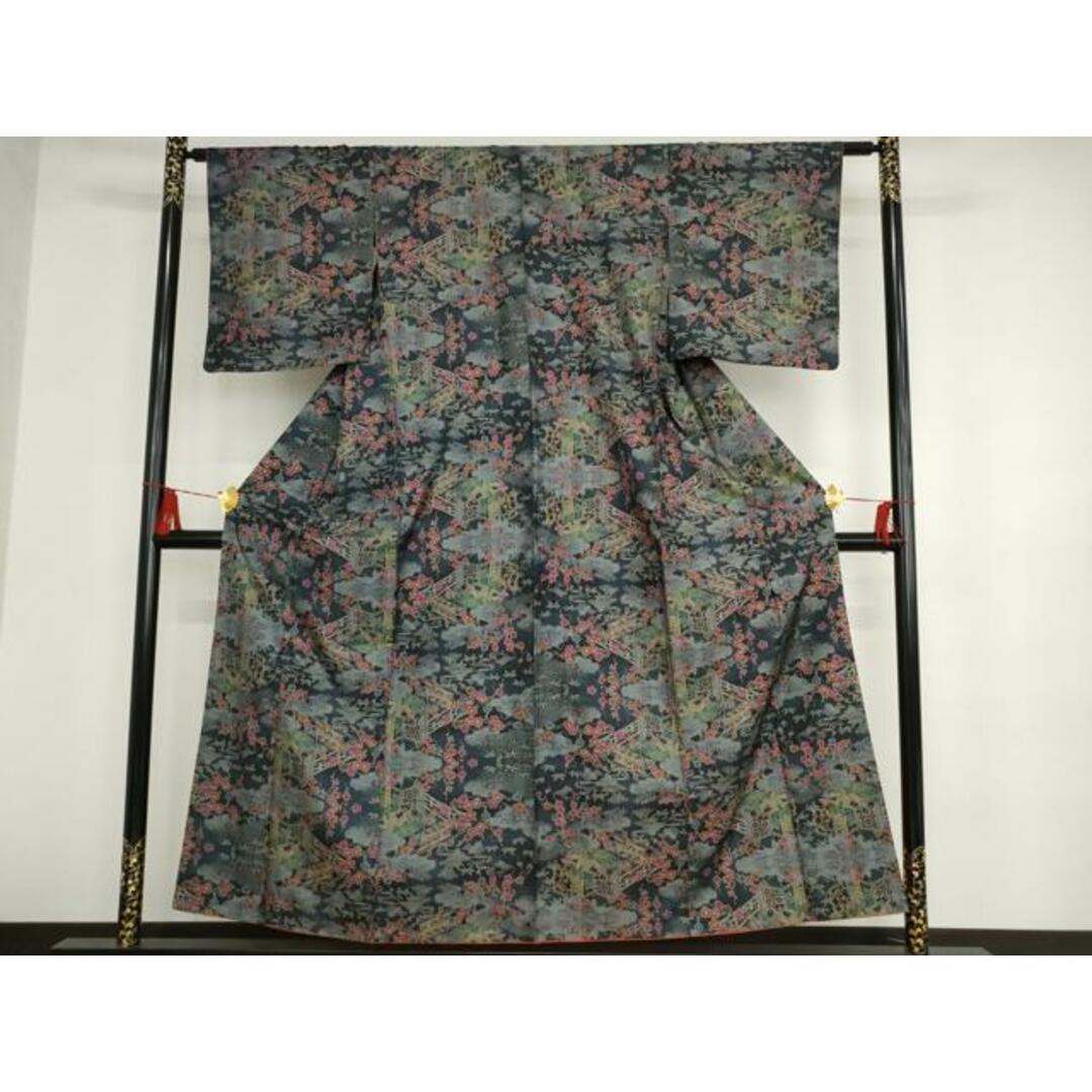平和屋着物□本場大島紬 7マルキ 雲取り屏風草花文 正絹 逸品 平和屋着物□本場大島紬 7マルキ 雲取り屏風草花文 正絹 逸品