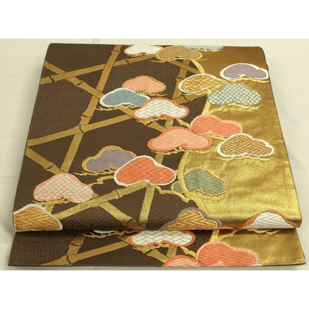 平和屋着物◎六通柄袋帯 唐織 松文 金糸 引箔 正絹 逸品 平和屋着物◎六通柄袋帯 唐織 松文 金糸 引箔 正絹 逸品