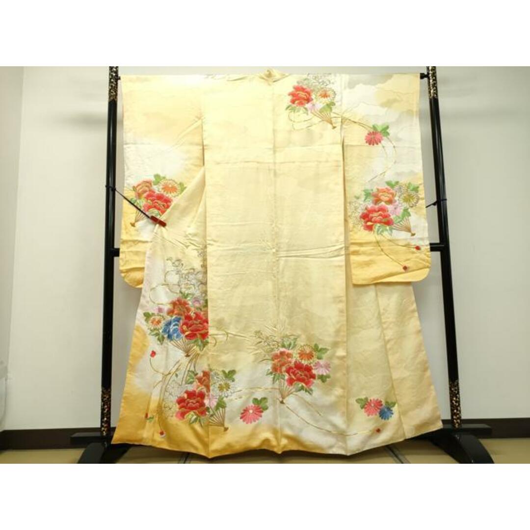 平和屋着物□豪華振袖 駒刺繍 総刺繍 扇面草花文 暈し染め 金 平和屋着物□豪華振袖 駒刺繍 総刺繍 扇面草花文 暈し染め 金