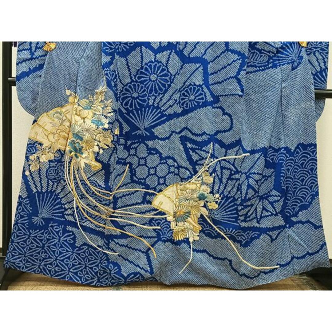 平和屋着物□豪華振袖 駒刺繍 絞り 檜扇枝花文 金銀糸 正絹 逸品 平和屋着物□豪華振袖 駒刺繍 絞り 檜扇枝花文 金銀糸 正絹 逸品