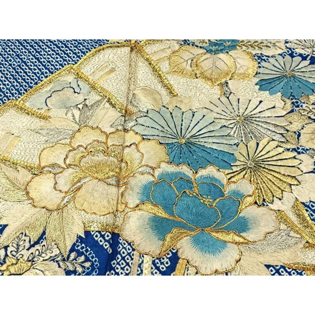 平和屋着物□豪華振袖 駒刺繍 絞り 檜扇枝花文 金銀糸 正絹 逸品 平和屋着物□豪華振袖 駒刺繍 絞り 檜扇枝花文 金銀糸 正絹 逸品