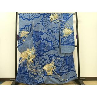 平和屋着物□豪華振袖 駒刺繍 絞り 檜扇枝花文 金銀糸 正絹 逸品 平和屋着物□豪華振袖 駒刺繍 絞り 檜扇枝花文 金銀糸 正絹 逸品