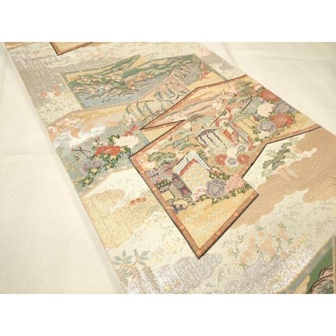 平和屋着物◎六通柄袋帯 屏風御所車花文 金銀糸 正絹 逸品 平和屋着物◎六通柄袋帯 屏風御所車花文 金銀糸 正絹 逸品