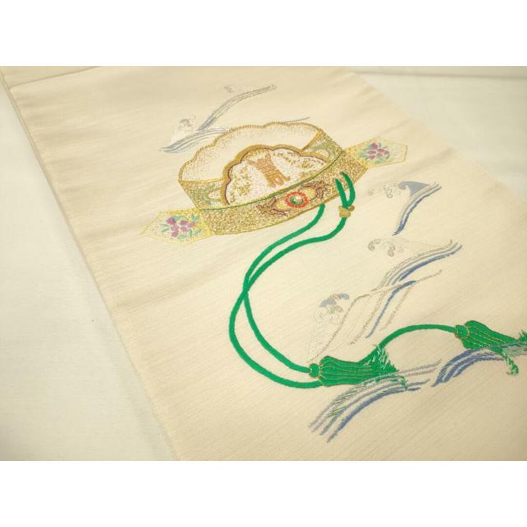 平和屋着物◎太鼓柄袋帯 総刺繍 パール 冠 金銀糸 引箔 正絹 平和屋着物◎太鼓柄袋帯 総刺繍 パール 冠 金銀糸 引箔 正絹
