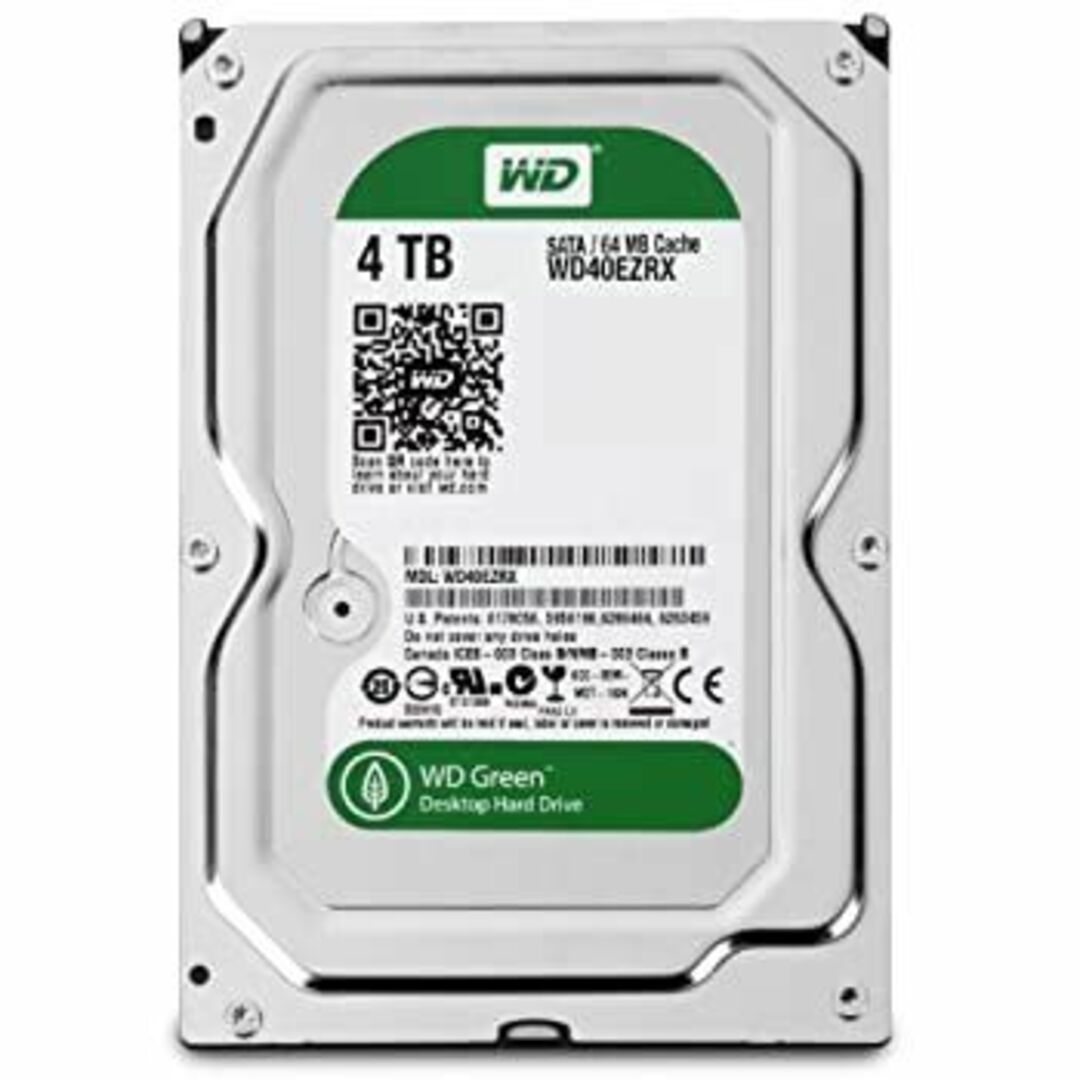 WD 内蔵HDD Green 4TB 3.5inch SATA3.0(SATA 6 Gb/s) 64MB Intellipower WD40EZRX スマホ/家電/カメラのPC/タブレット(PCパーツ)の商品写真