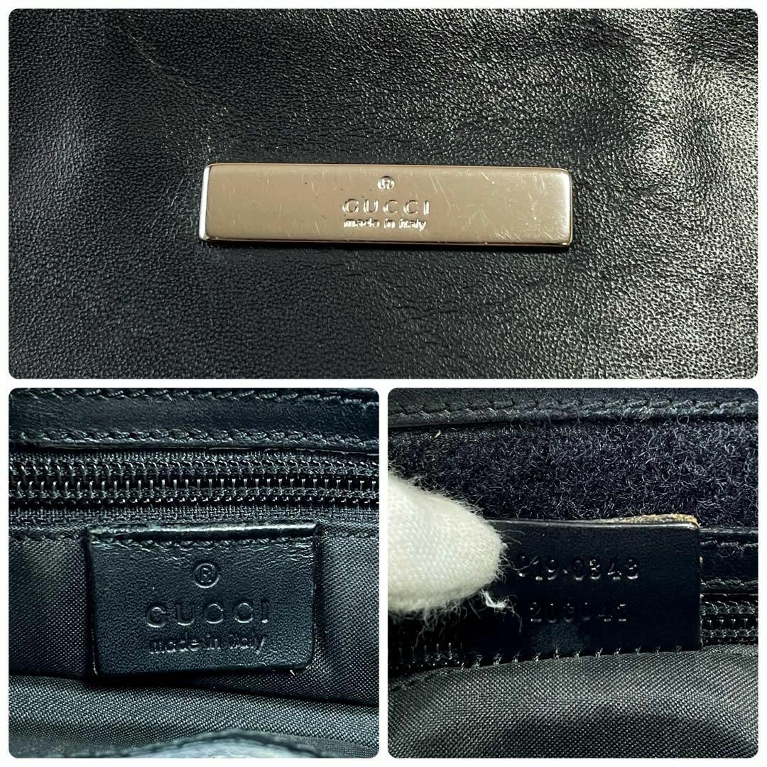 GUCCI - グッチ GG キャンバス レザー ショルダー バッグ GUCCI - グッチ GG キャンバス レザー ショルダー バッグ
