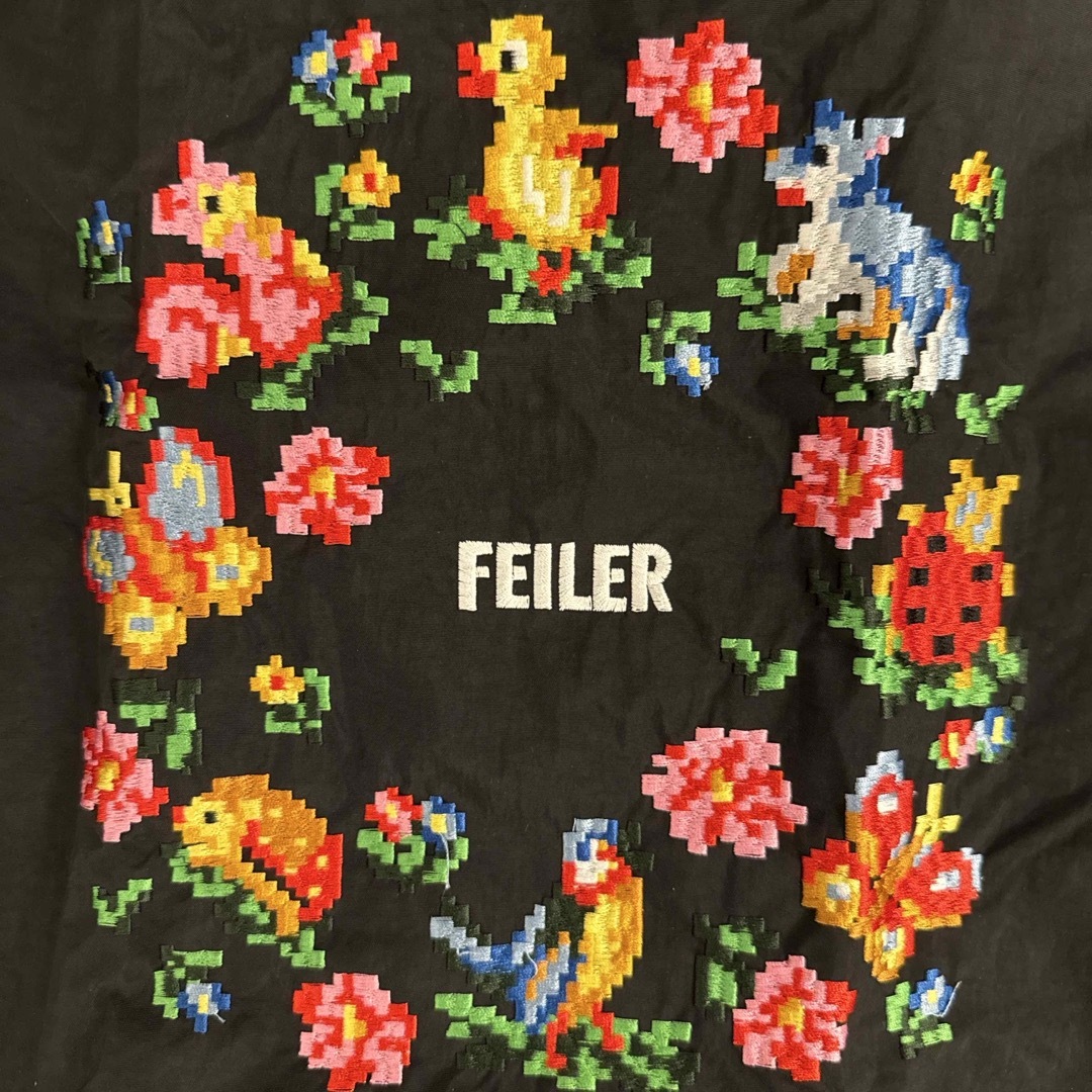 FEILER - 新品 Ball&Chain FEILER エコバッグ M ブラック 大刺繍 FEILER - 新品 Ball&Chain FEILER エコバッグ M ブラック 大刺繍