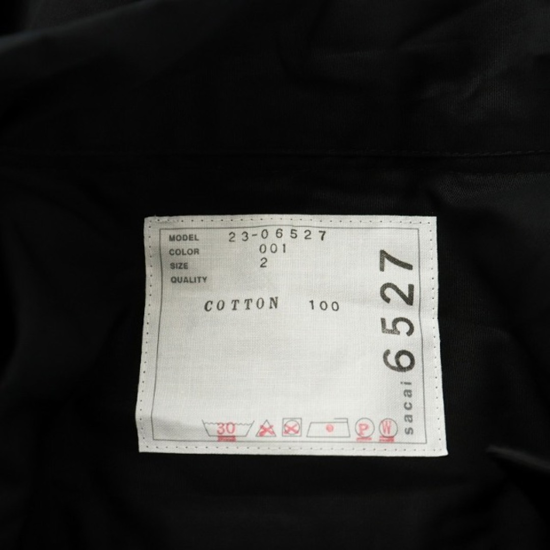 sacai - サカイ シャツ ブラウス 半袖 コットン 2 黒 ブラックの