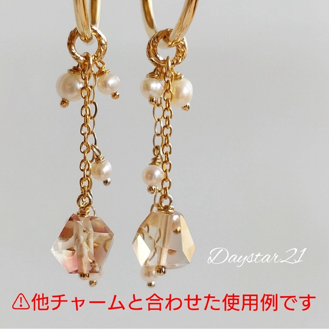 e337天然石ピアス☆オレゴンサンストーン一粒チャーム 14kgf e337天然石ピアス☆オレゴンサンストーン一粒チャーム 14kgf