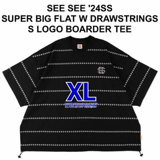 SEE SEE - SEE SEE SUPER BIG FLAT S LOGO ボーダーT 黒 XLの SEE SEE - SEE SEE SUPER BIG FLAT S LOGO ボーダーT 黒 XLの