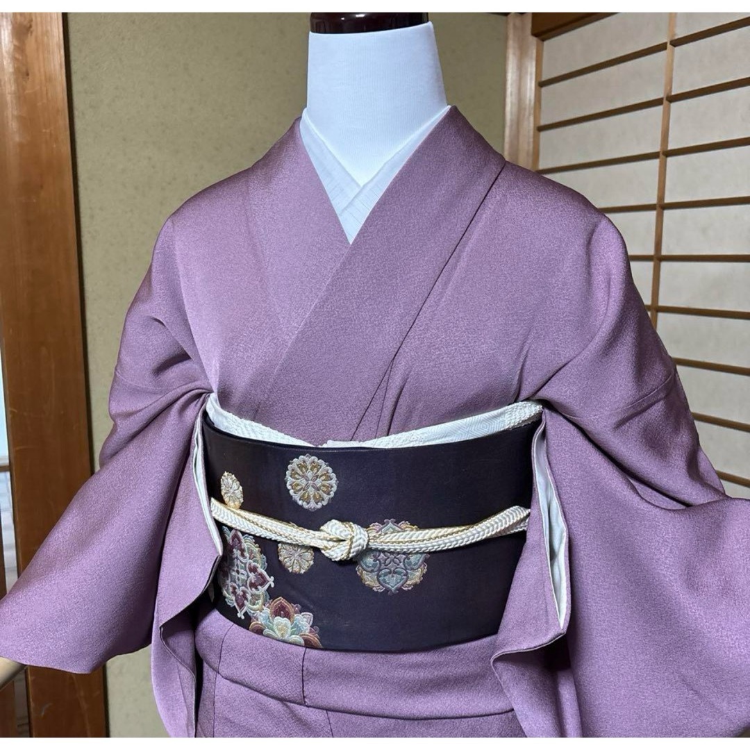 今ならほぼ即納! 正絹縮緬紋付汕頭刺繍訪問着フルセット4点 美品着物+特選帯+ 着物・浴衣