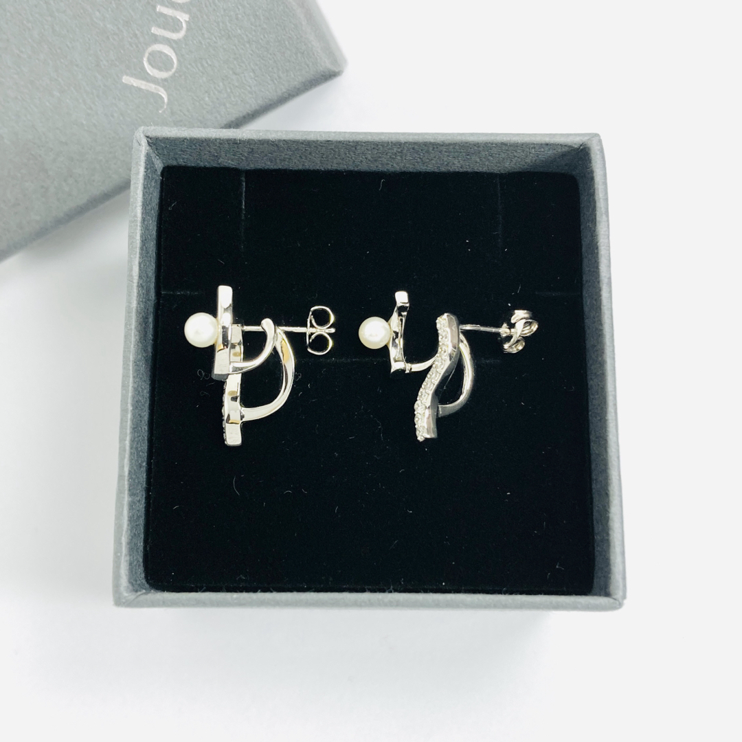 Jouete - Jouete ダブルピアス ジルコニア×パール (プラチナム Jouete - Jouete ダブルピアス ジルコニア×パール (プラチナム