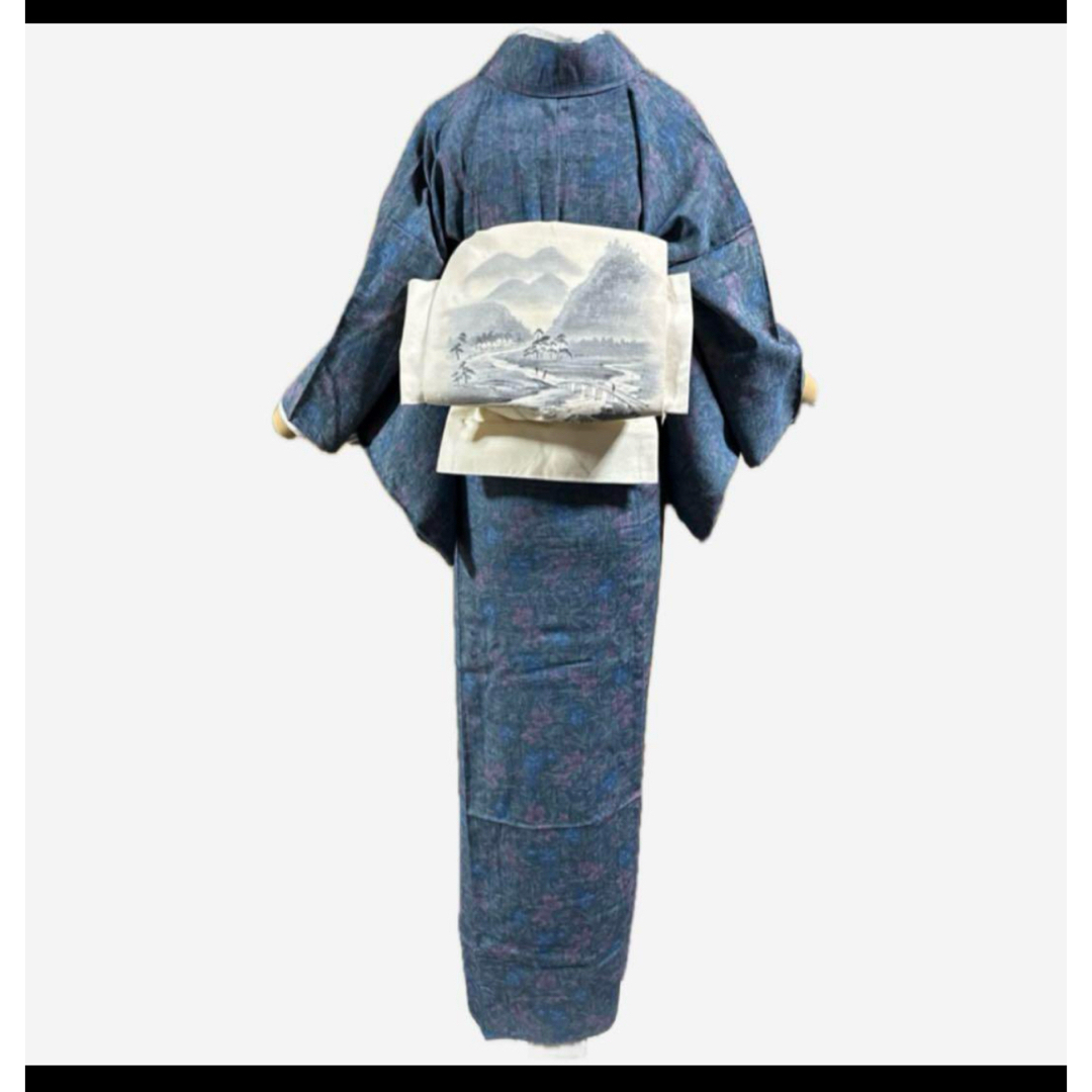 単衣生縮紬小紋フルセット4点 新品着物+作家結城紬名古屋帯+ 単衣生縮紬小紋フルセット4点 新品着物+作家結城紬名古屋帯+