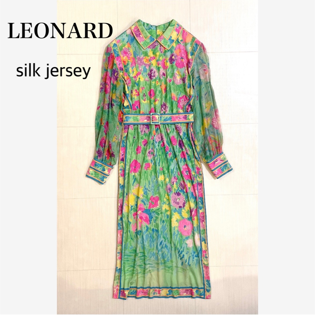 LEONARD - 美品✨LEONARD レオナール ワンピース シアー袖 LEONARD - 美品✨LEONARD レオナール ワンピース シアー袖