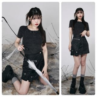 Darich - ダーリッチ ツイードアップリケスウェットトップス 襟 Darich - ダーリッチ ツイードアップリケスウェットトップス 襟