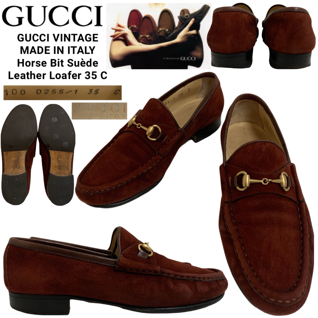GUCCI - GUCCI VINTAGE ITALY製 ホースビット スエードレザー GUCCI - GUCCI VINTAGE ITALY製 ホースビット スエードレザー