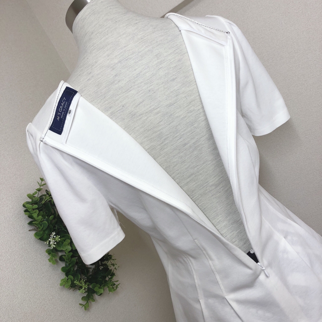 M'S GRACY - エムズグレイシーのリボン半袖カットソー白40の通販 M'S GRACY - エムズグレイシーのリボン半袖カットソー白40の通販