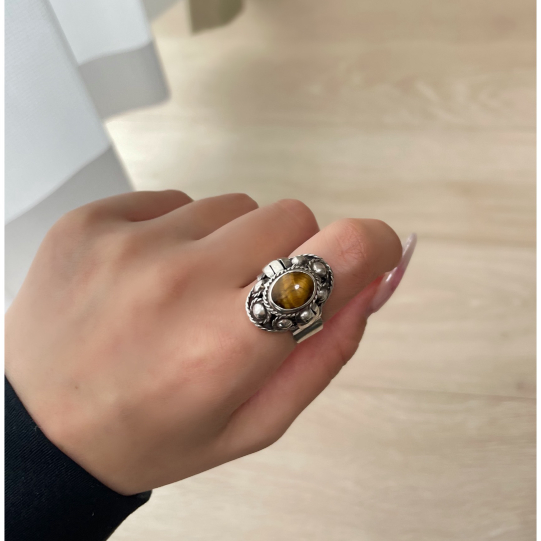 アンティークsilver925】タイガーアイ デザインリングの通販 by アンティークsilver925】タイガーアイ デザインリングの通販 by