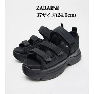 ZARA - ZARA 面ファスナーストラッププラットフォームサンダル ZARA - ZARA 面ファスナーストラッププラットフォームサンダル