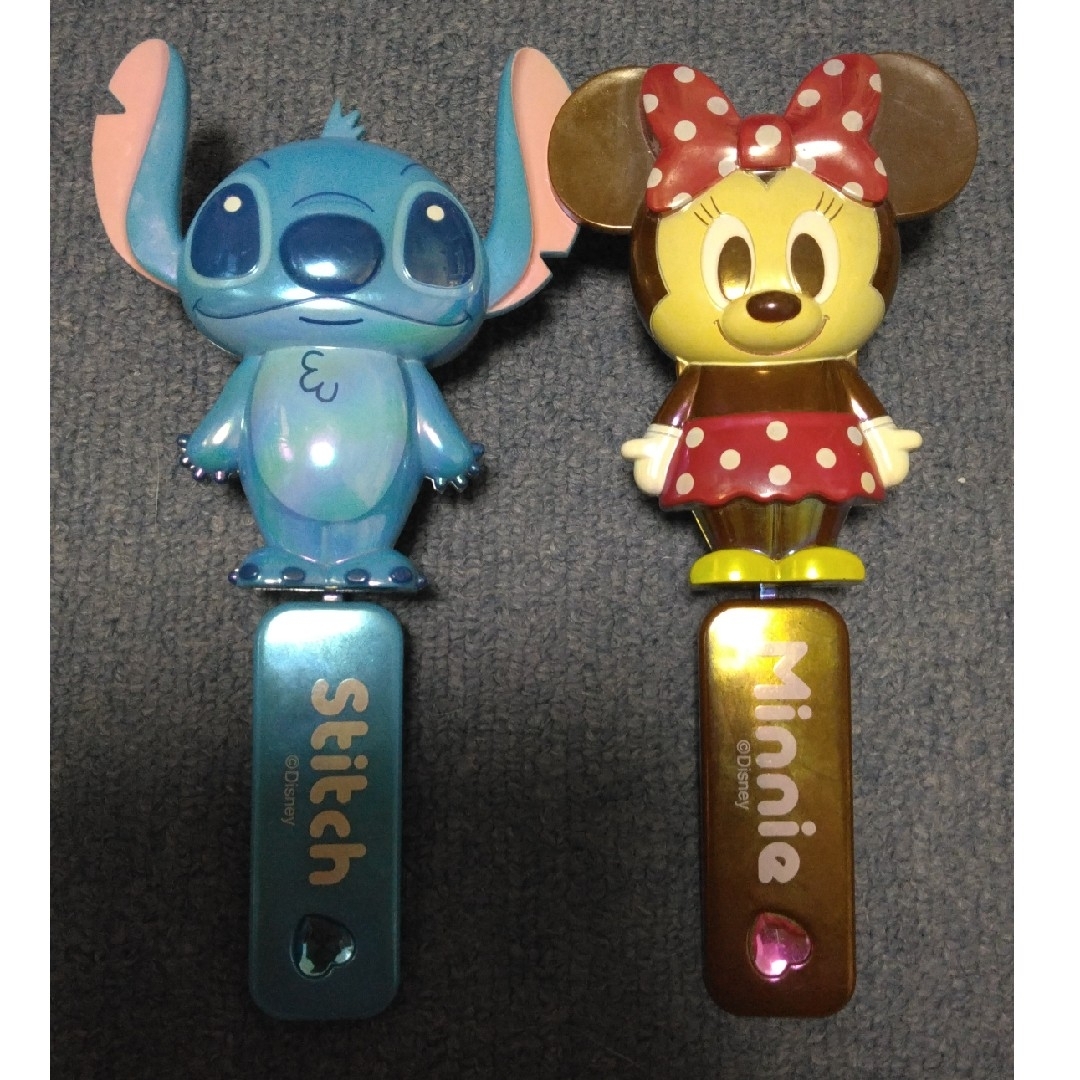 Disney - スティッチ&ミニーマウスミラー付き折り畳みブラシ2本 Disney - スティッチ&ミニーマウスミラー付き折り畳みブラシ2本