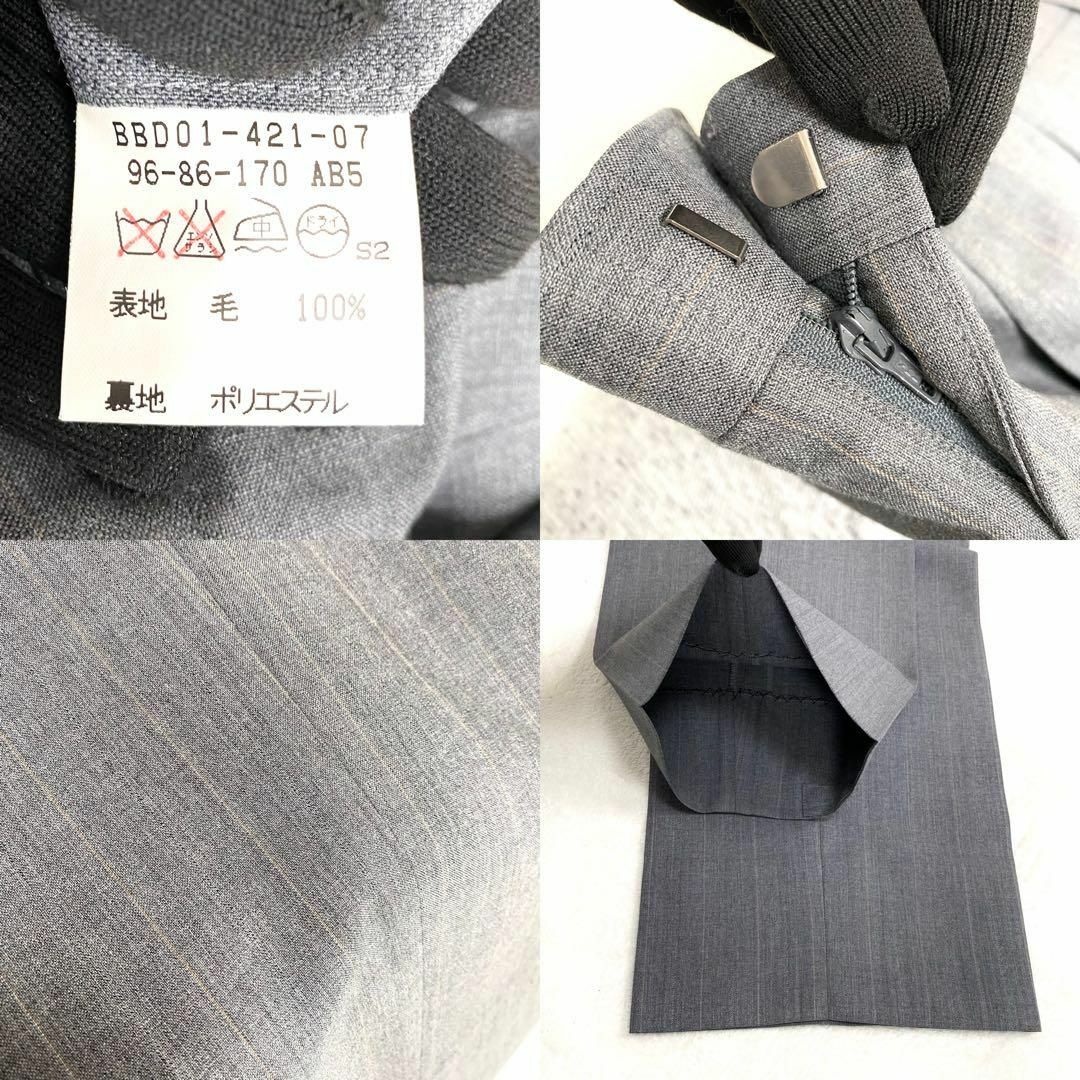 BURBERRY - バーバリーズ スーツ 上下 セットアップ グレー 細 BURBERRY - バーバリーズ スーツ 上下 セットアップ グレー 細
