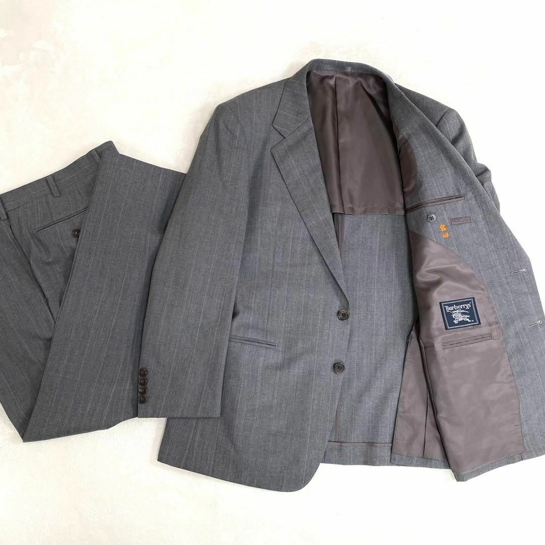 BURBERRY - バーバリーズ スーツ 上下 セットアップ グレー 細 BURBERRY - バーバリーズ スーツ 上下 セットアップ グレー 細
